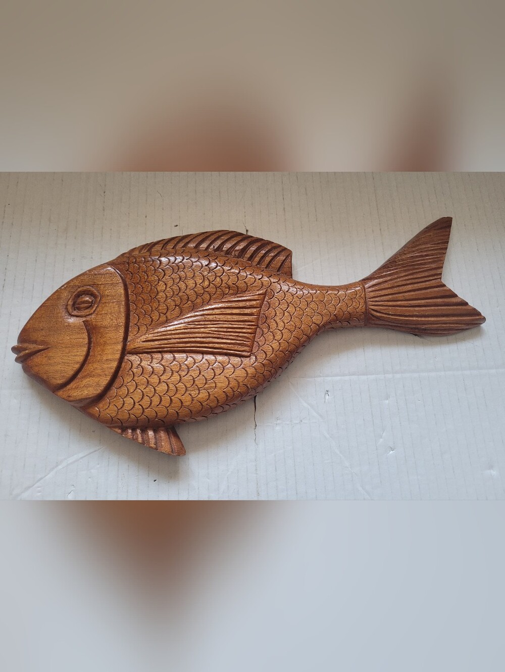Hand-Carved Wooden Nautical Fish Wall Hanger Or Tabletop